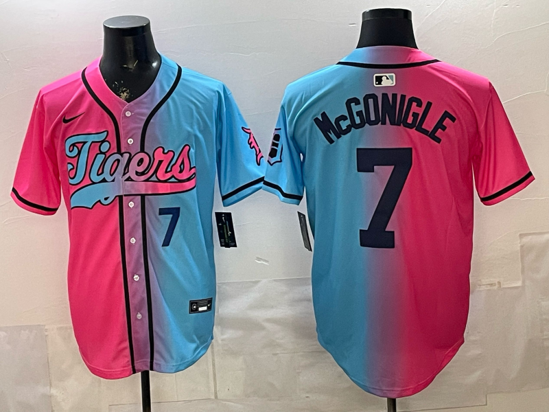 Men Detroit Tigers #7 McGonigle blue pink Nike 2026 MLB Jersey 0401004